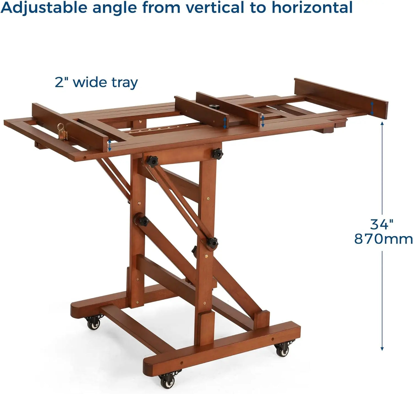 Hold 1 or 2 Canvas up to 79", Tilts Flat, Movable Solid Beech Wood Heavy Duty Floor Easel Stand for Painting