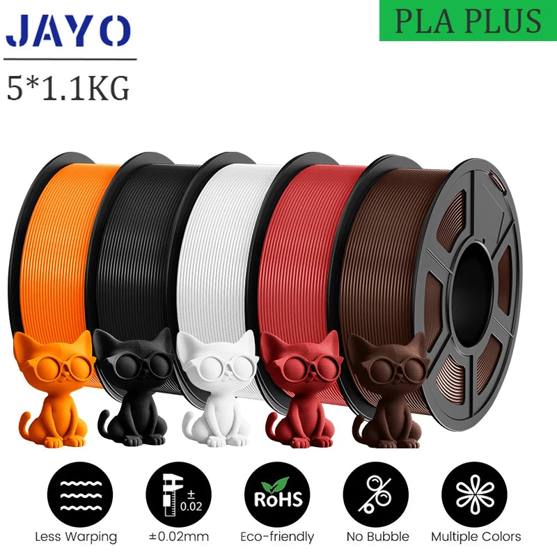 JAYO pla plus Filament 5KG 3D printer filament PLA+ 1.75MM 5Rolls multiple colors optional Neatly Wound for 3D Printer