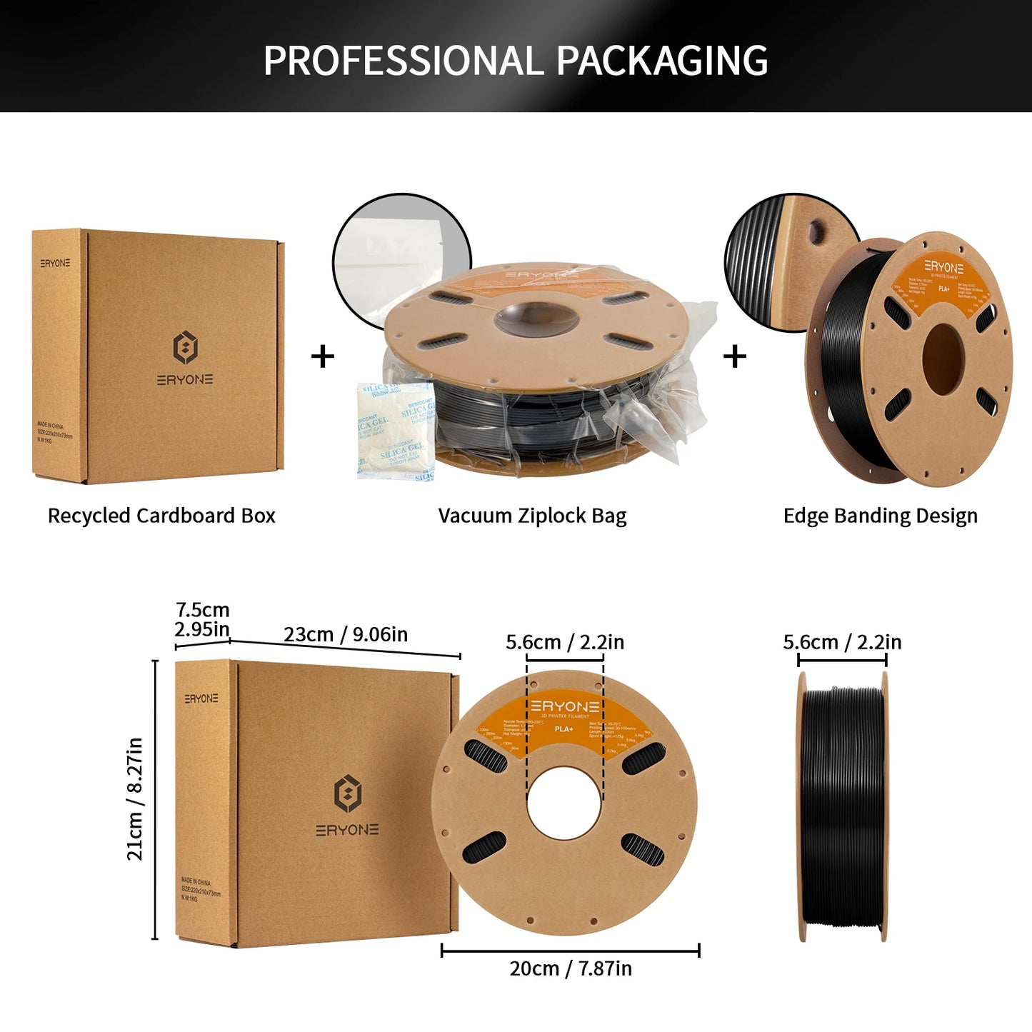 ERYONE 1KG PLA Plus Premium Filament 1.75mm 3D Print, Multicolor Available,1kg pla+ filament,1kg/spool