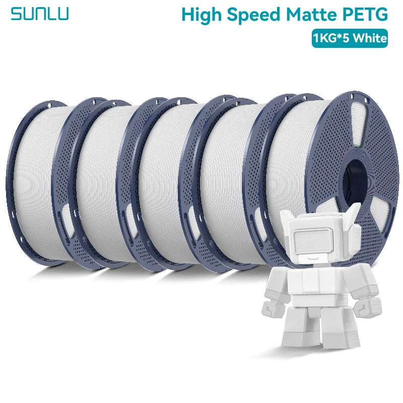 SUNLU 5KG Matte PETG High Speed 3D Printer Filament 1.75mm High Strength Fast Smooth Printing PETG Filament for FDM 3D Printer