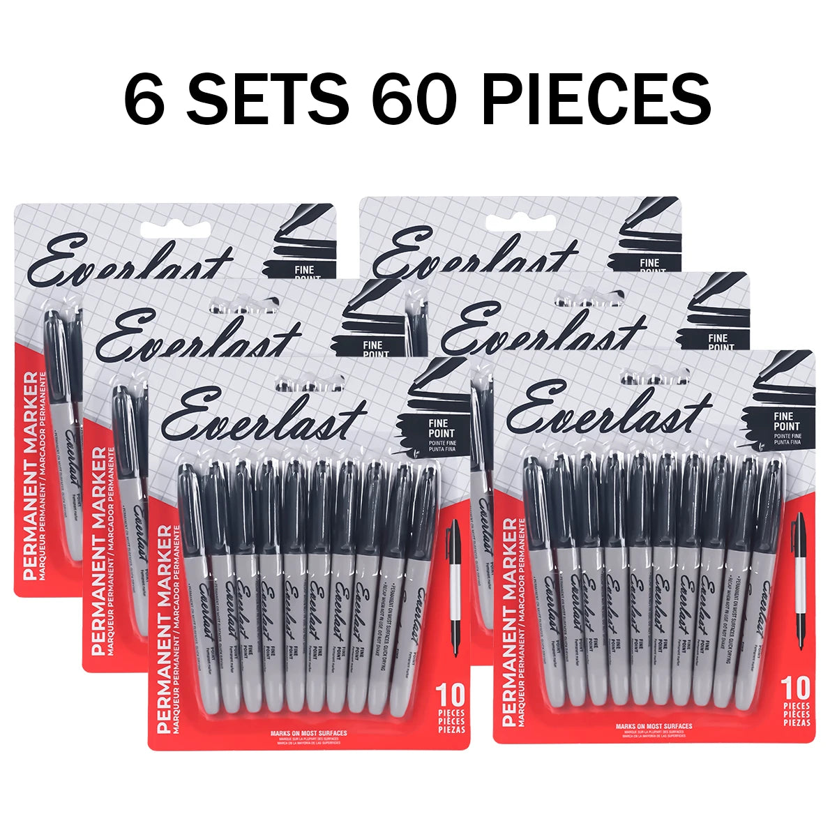 20/40/60-Pack Waterproof  Dual-Tip Permanent Markers, Quick-Drying, Waterproof & Smudge-Proof, for Office Marking, Note-Taking,