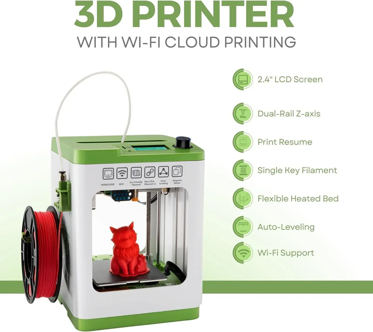 Fully Assembled Mini 3D Printer for Kids and Beginners - Complete Starter Kit with Auto Leveling 3D Printing Machine