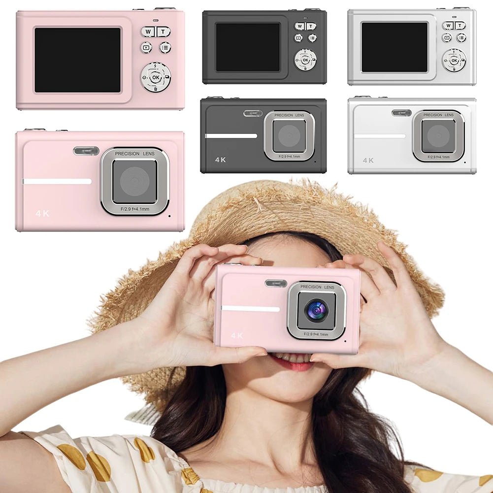 4K Digital Camera 2.4inch Screen Kids Campus Mini Camera 48MP 1080P HD 16x Digital Zoom Mini Retro Travel Camara for Photography