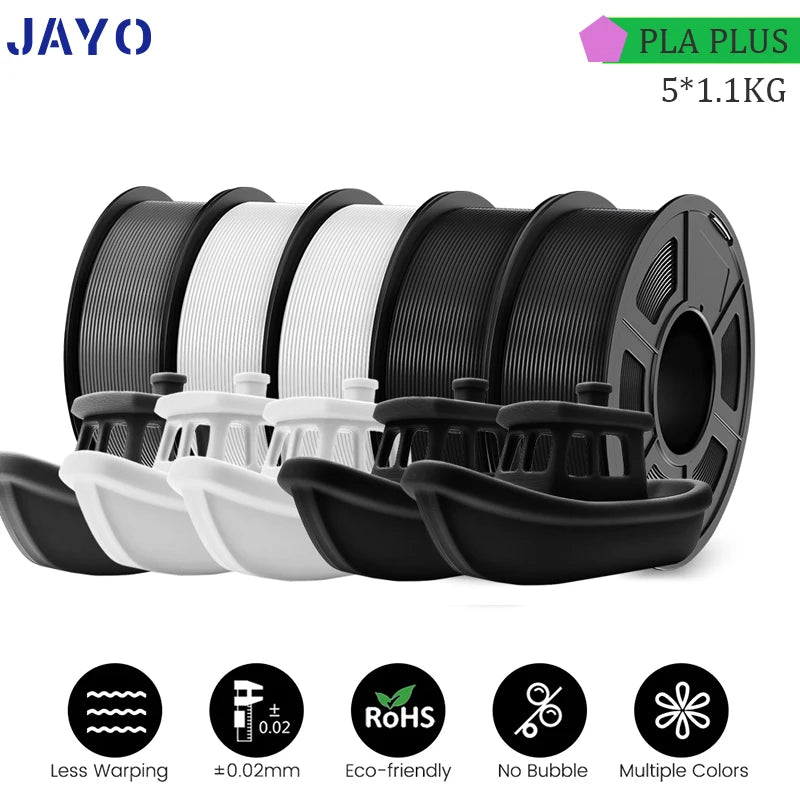 JAYO PLA PLUS 5Rolls 5.5KG 3D Filament 1.75mm  Colorful Printer Filaments For FDM 3D Printer Materials DIY Gift Good Toughness