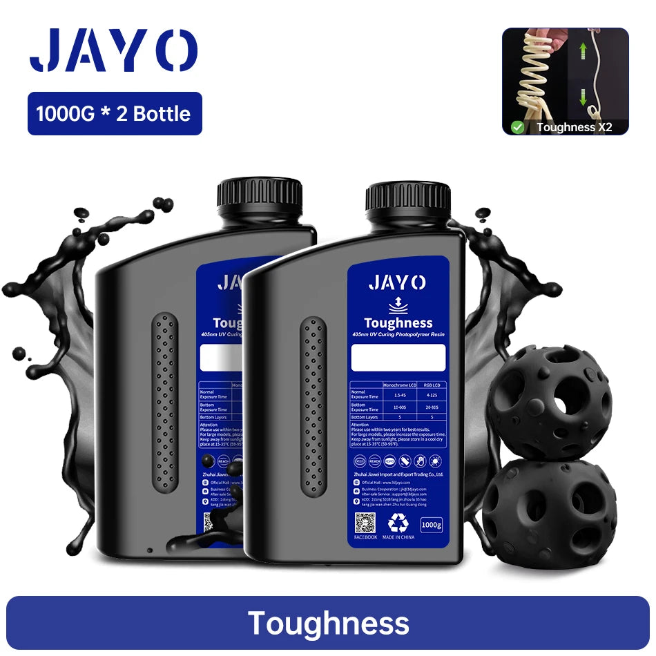 JAYO Standard/Toughness/Plant-based/Like-ABS Resin 2KG 3D Photopolymer UV Curing Resin High Precision 3D Printing Material