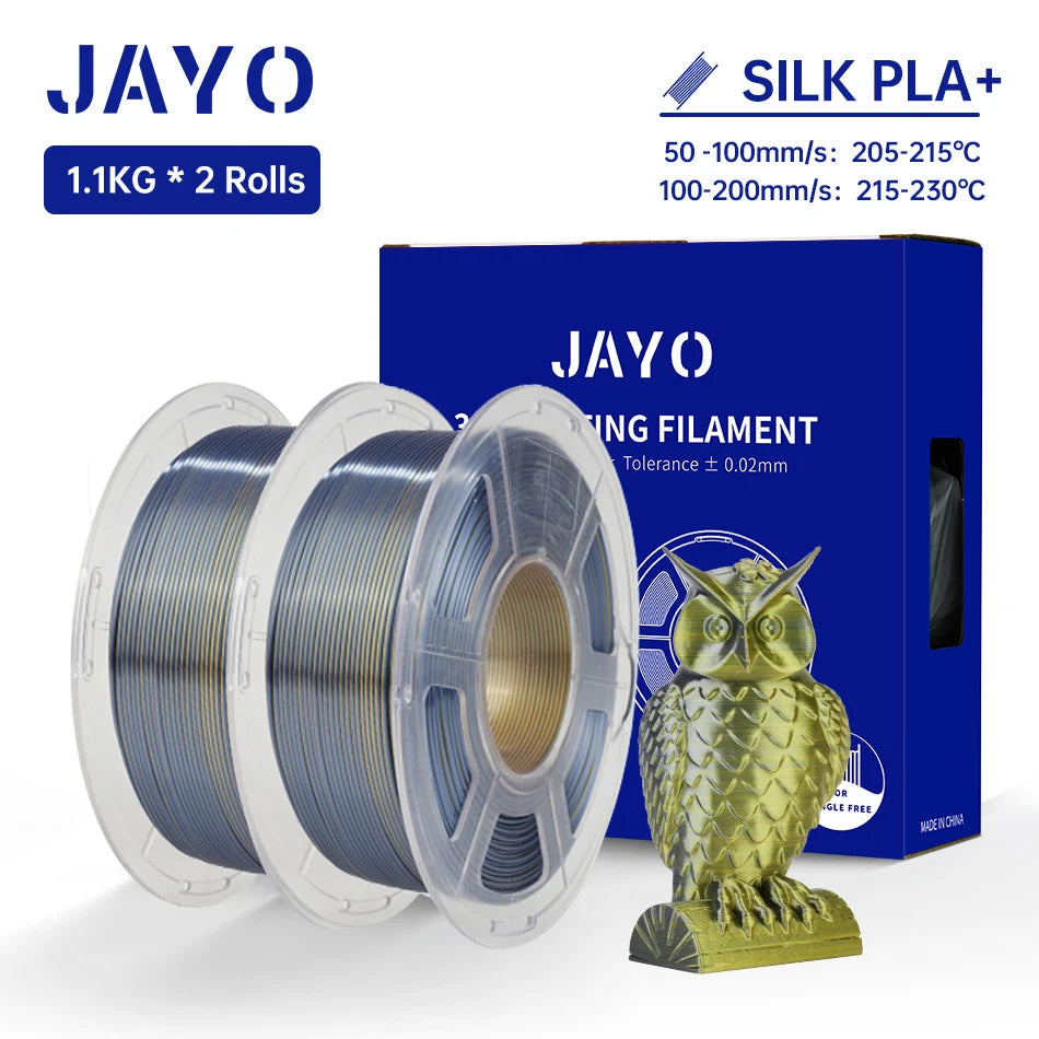 JAYO Silk PLA+ Rainbow 3D Filament 1.75mm SILK PLA plus Dual & Triple Color 3D Printer Filament Neatly Wound 1.1kg 2Rolls/set