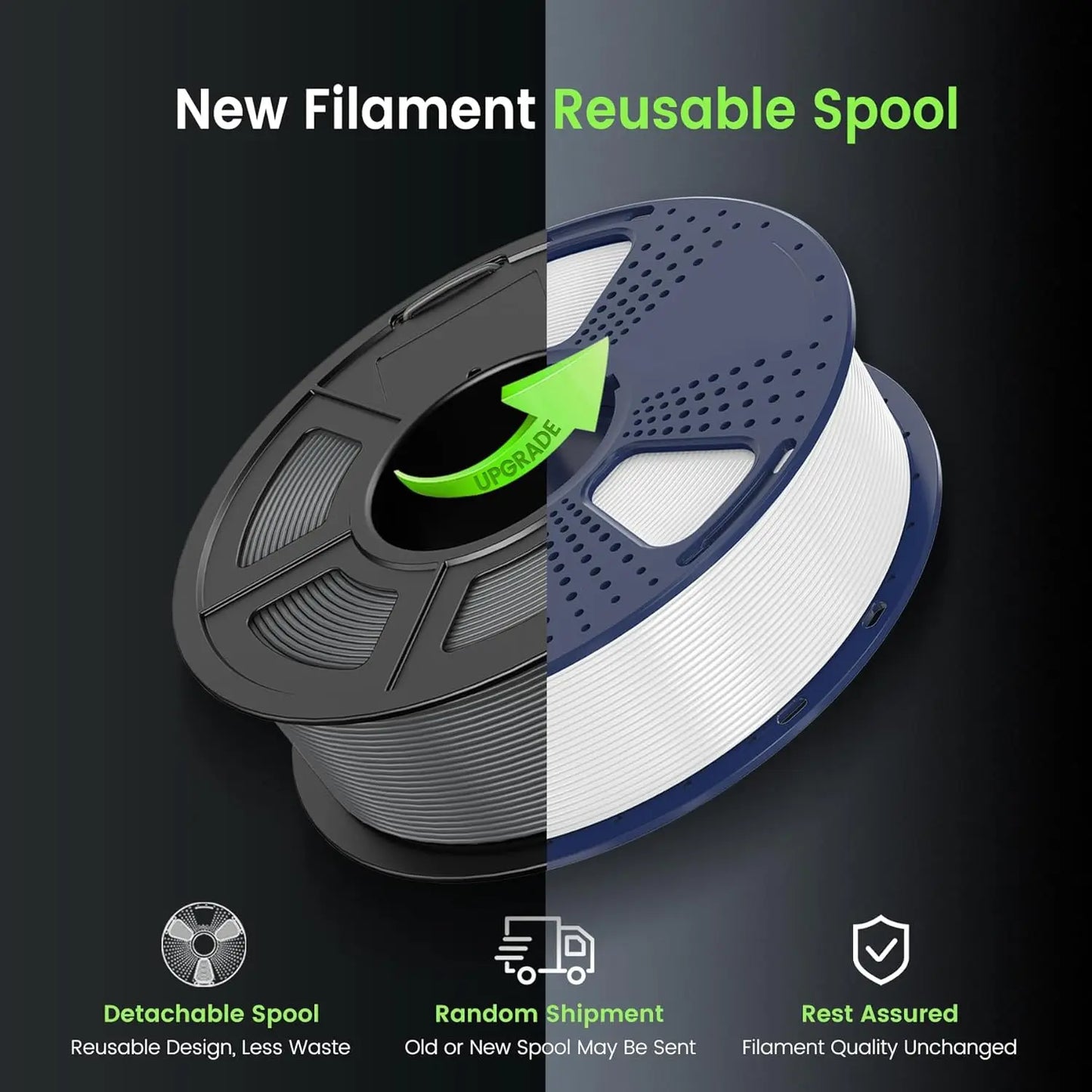 SUNLU 3D PLA Filament 1.75mm 5KG Multicolor Neatly Wound PLA Plastic 3D Filaments with Reusable Spool for Most FDM 3D Printer