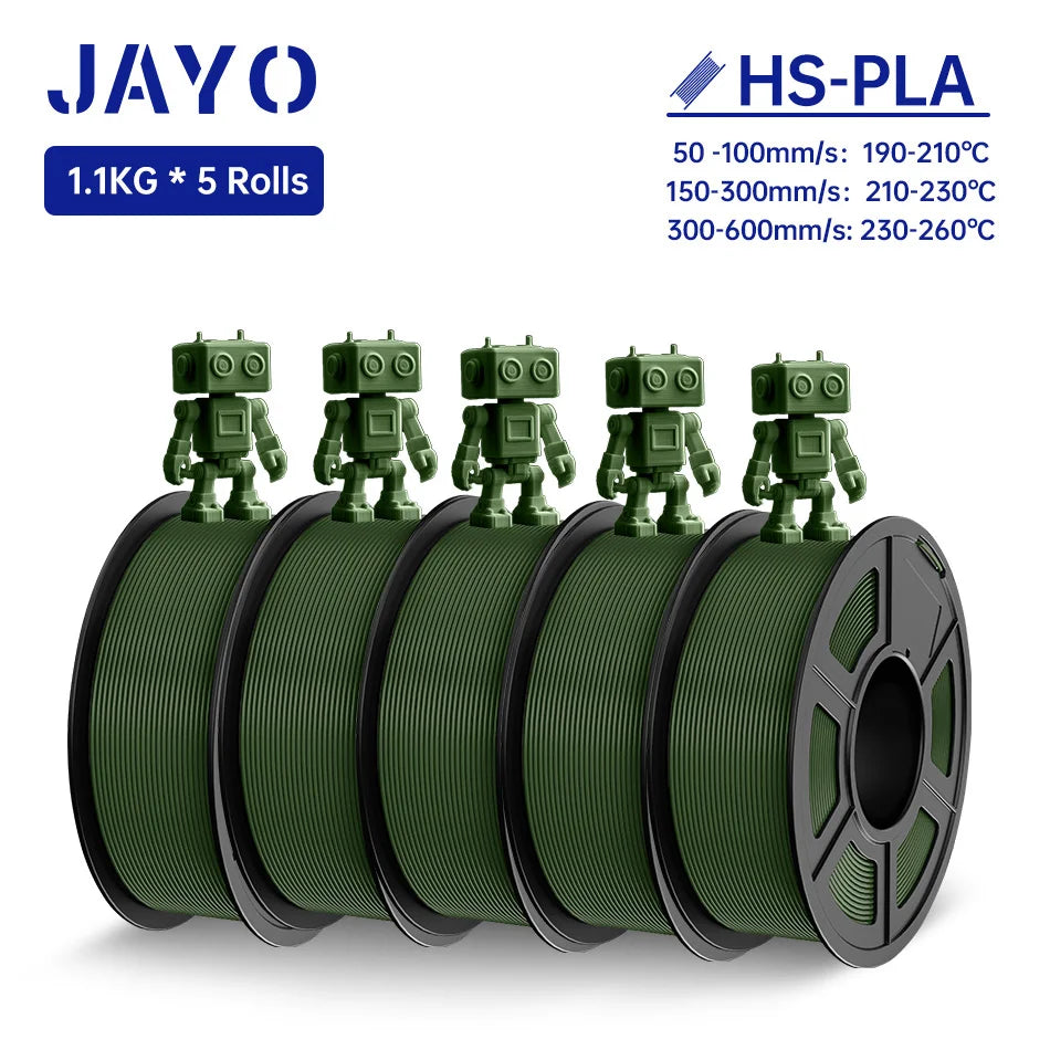 JAYO 5Rolls PLA Filament High Speed PLA 1.75mm 1.1KG 3D Printer Filament Neatly Wound 3D Printing Material For FDM 5.5KG/SET