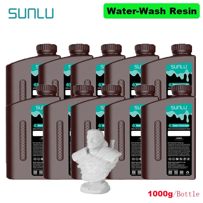 SUNLU 10KG Water Washable / Water Washable ABS Resin 1000G/Bottle 405nm Rapid UV-Curing Photopolymer Resin For LCD 3D Print