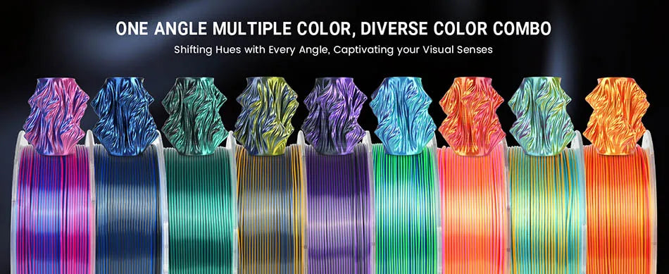 JAYO Silk PLA+ Rainbow 3D Filament 1.75mm SILK PLA plus Dual & Triple Color 3D Printer Filament Neatly Wound 1.1kg 2Rolls/set