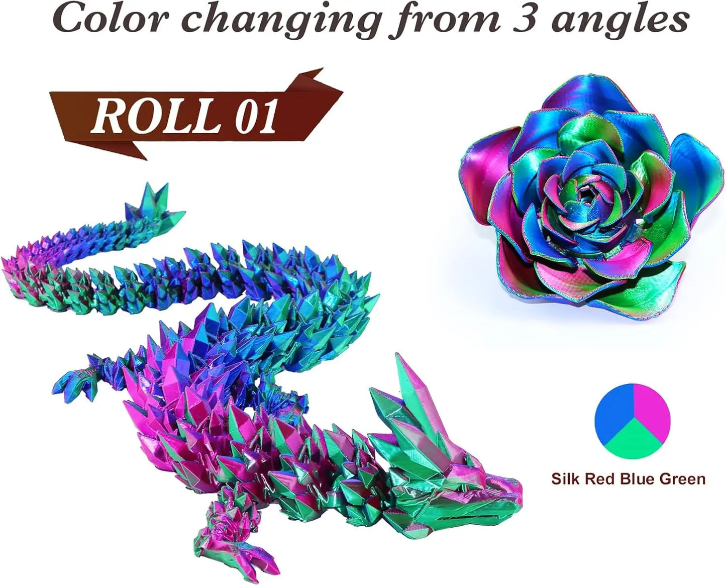 Silk PLA 3D Printing Filament Bundle 2KG, PLA Filament 1.75mm Shiny Tricolor Pack Fast Color Change 3D Printer Filament