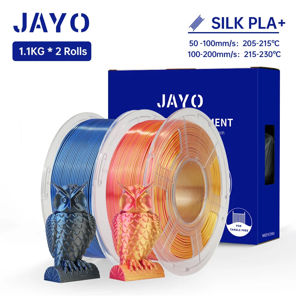 JAYO Silk PLA+ Rainbow 3D Filament 1.75mm SILK PLA plus Dual & Triple Color 3D Printer Filament Neatly Wound 1.1kg 2Rolls/set