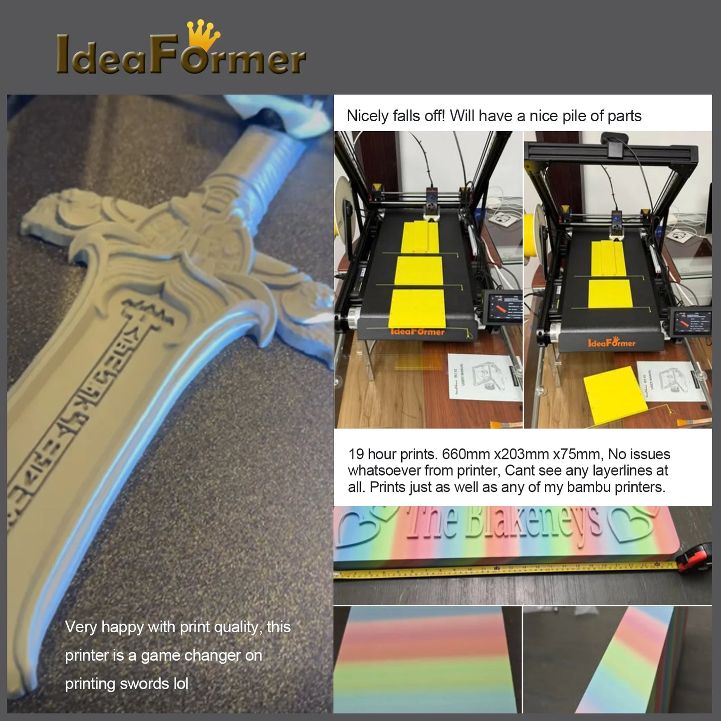 3D-Printer IdeaFormer IR3 V2 Infinite Z-Axis Steel Conveyor Belt 250×250×∞ mm With Extended Tray Klipper Firmware Auto Leveling