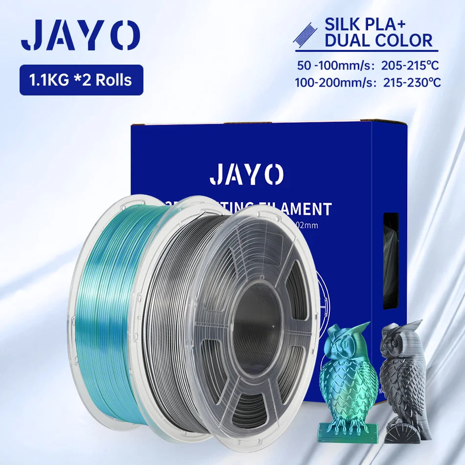 JAYO Silk PLA+ Rainbow 3D Filament 1.75mm SILK PLA plus Dual & Triple Color 3D Printer Filament Neatly Wound 1.1kg 2Rolls/set