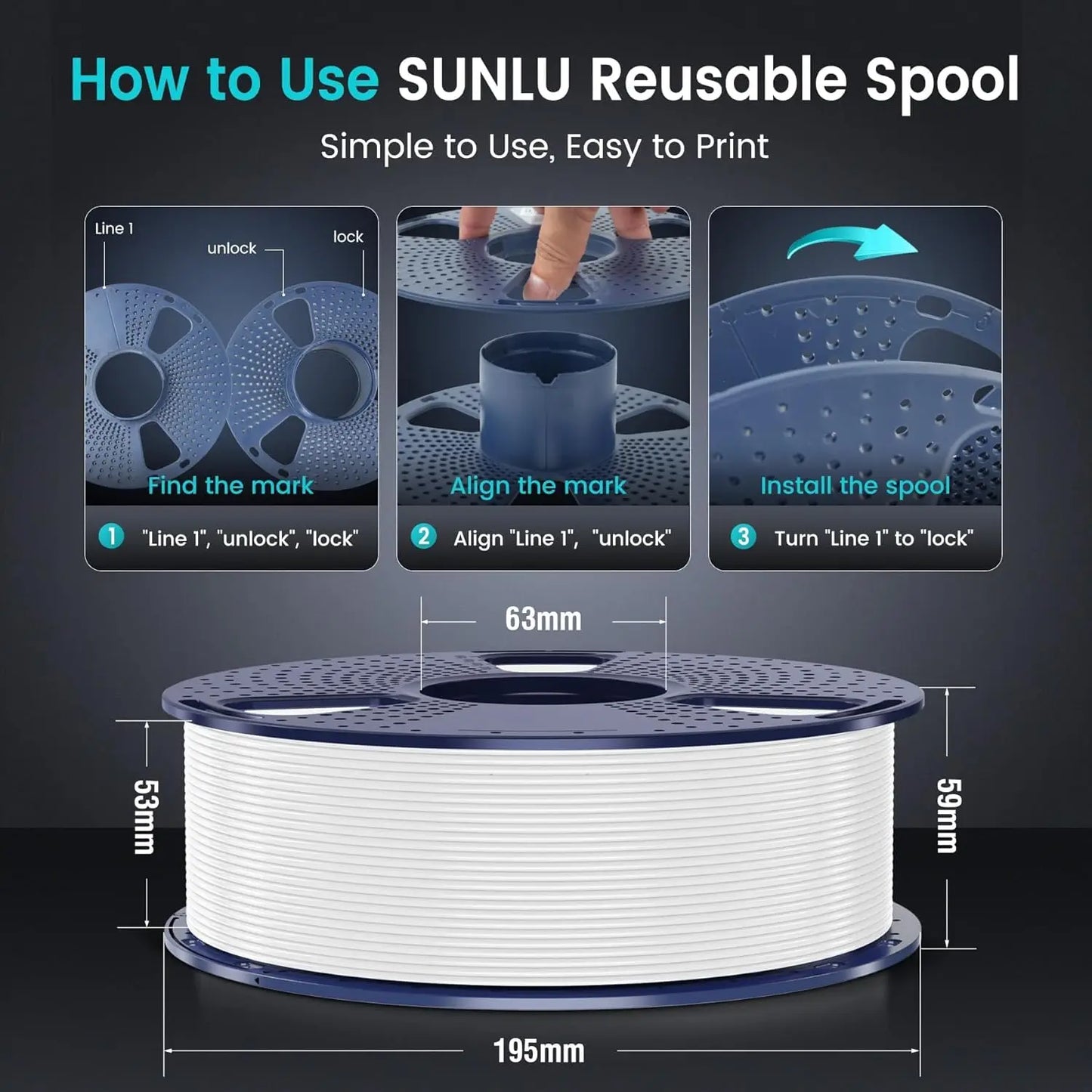 4KG PLA Plus 3D Printer Filament, 1.75mm Black, 4 Packs Bundle for FDM Printers