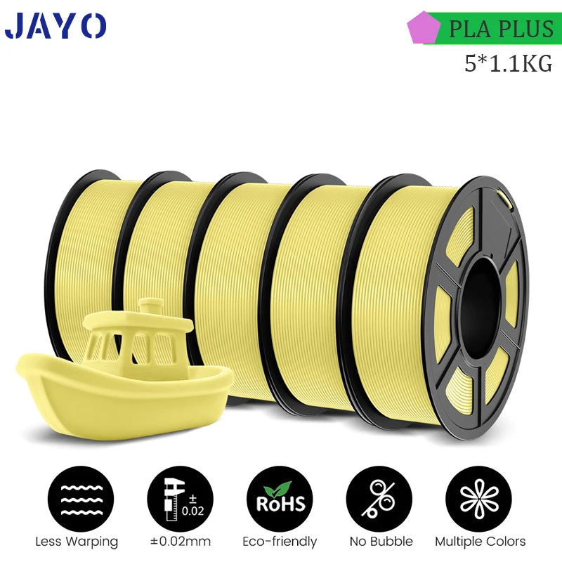 JAYO PLA PLUS 5Rolls 5.5KG 3D Filament 1.75mm  Colorful Printer Filaments For FDM 3D Printer Materials DIY Gift Good Toughness