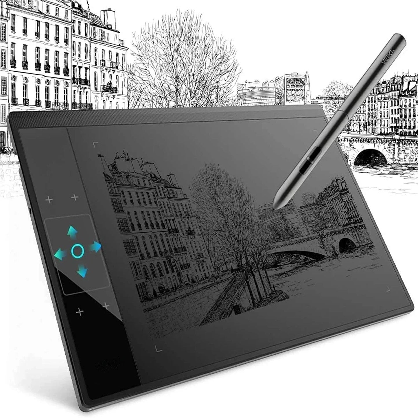 10*6-inch Drawing Tablet Touch Screen Graphics Digital 8192 Level Pen Battery-Free Stylus for Android, Window, Phone, Mac, OSU Game