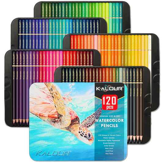 KALOUR Colored Pencils 70/120/180 PCS Set Water-soluble High Quality Iron Box Pack set