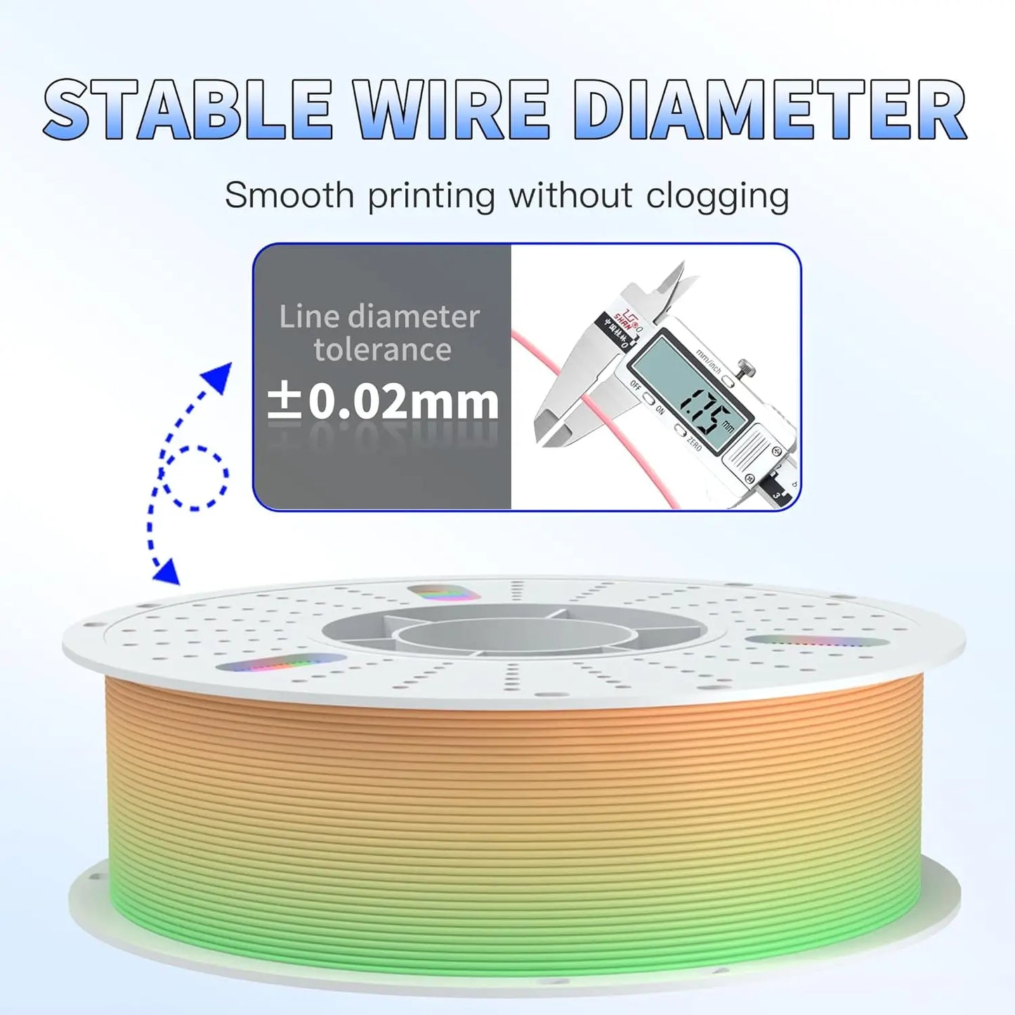 Matte Rainbow PLA 3D Printer Filament 1.75mm Multi-Color Changing Gradient for Smooth Printing