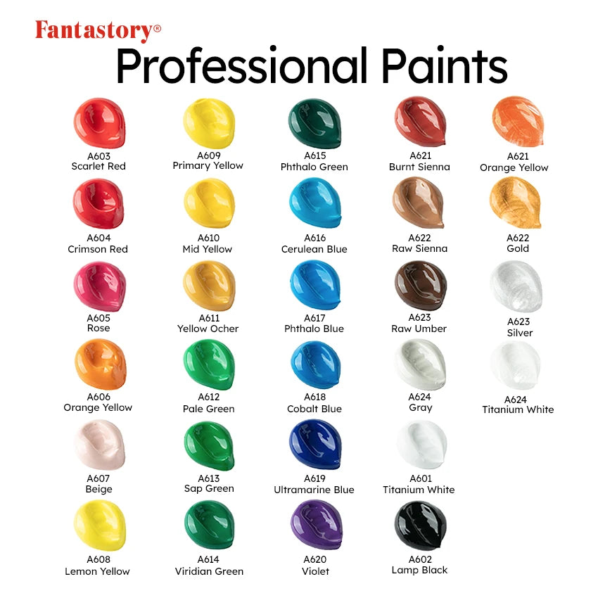 28 Classic Colors Acrylic Paint Set with Professional Craft Paint & 12 Brushes