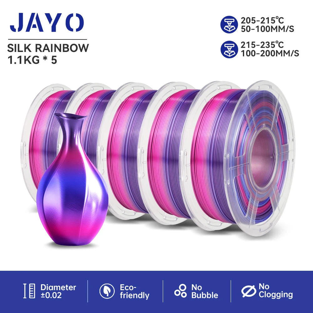 JAYO PLA/ABS/PETG/TPU/PLA PLUS/PLAMeta/ 3D Filament 1.75mm 5Rolls 2.5KG/5.5KG100% No Bubble FDM 3D Printer Materials DIY Gift