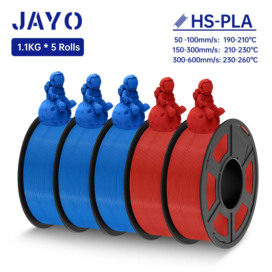 JAYO 5Rolls PLA Filament High Speed PLA 1.75mm 1.1KG 3D Printer Filament Neatly Wound 3D Printing Material For FDM 5.5KG/SET