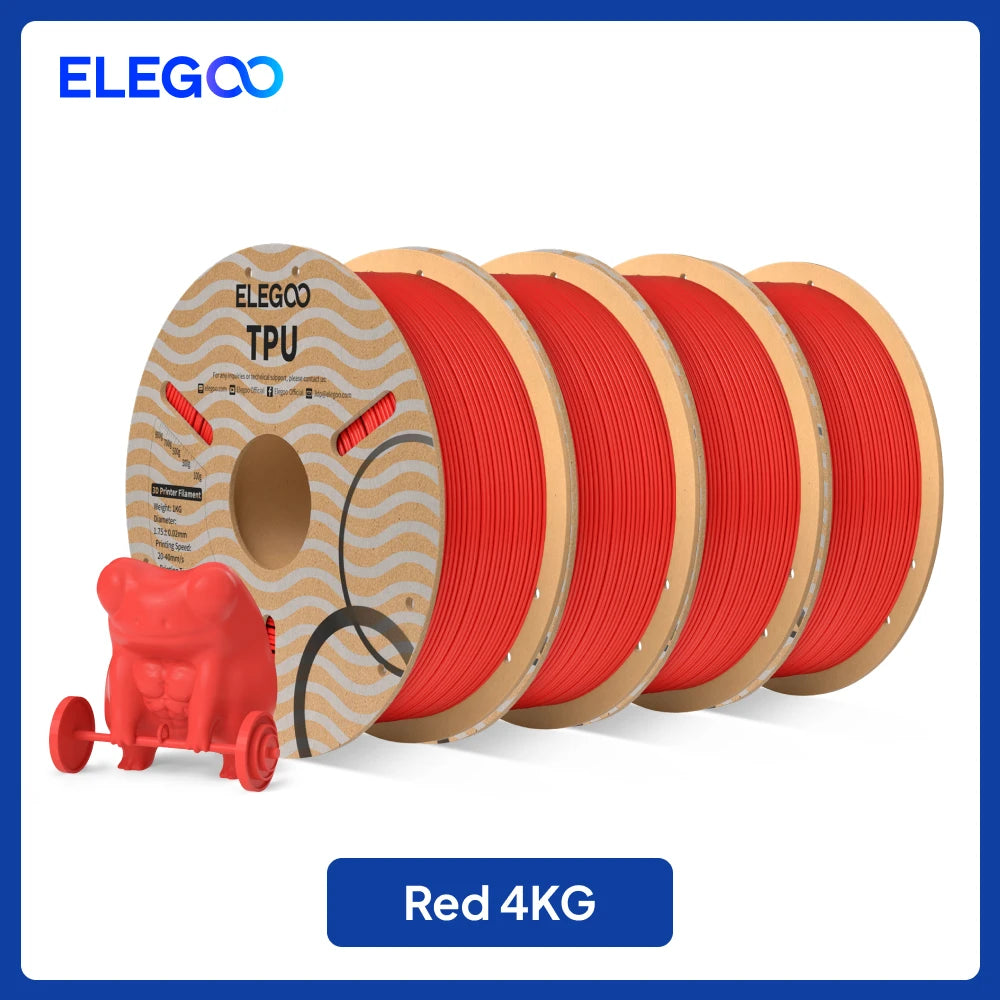 ELEGOO TPU 3D Printer Filament 1.75mm 1kg,95A Shore Hardness Flexible TPU Filament with High Resilience and Elasticity