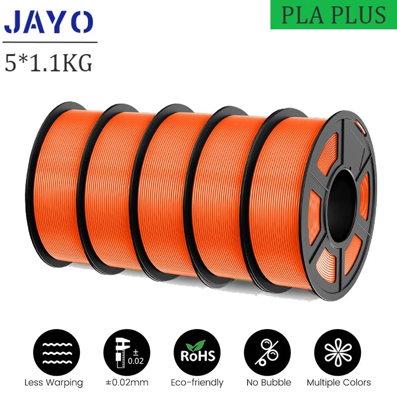 JAYO pla plus Filament 5KG 3D printer filament PLA+ 1.75MM 5Rolls multiple colors optional Neatly Wound for 3D Printer