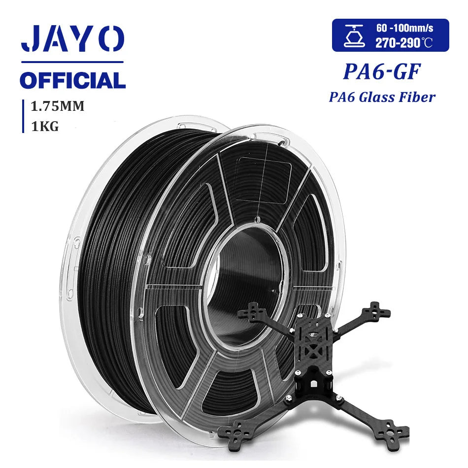 JAYO PA Nylon Filament 1.75mm PA6-CF/PA6-GF/PA12-CF/Easy PA Nylon 3D Printer Filament Superior Toughness 1KG/Roll