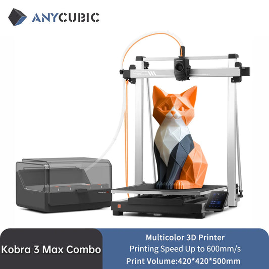 3D Printer—ANYCUBIC Kobra 3 Max Combo Multi-Color 3D Printer Max Speed 600mm/s Build Volume 500*420*420mm Smart APP Control