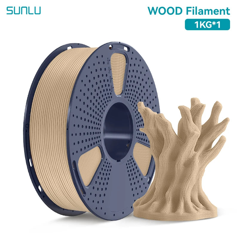 SUNLU 1KG Real Wood Fiber Wood PLA Filament 1.75MM 1kg Spool Neatly Wound PLA 3D Printer Filament Fit Most FDM 3D Printers
