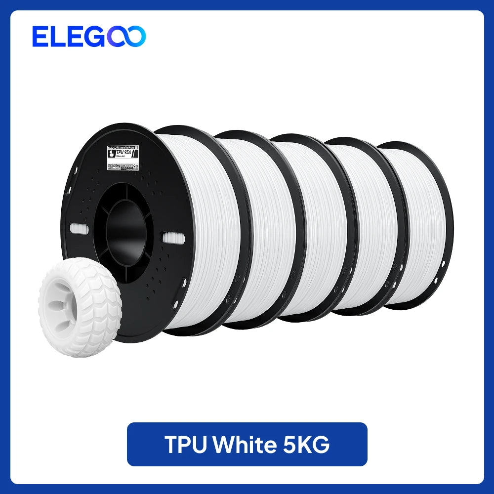 ELEGOO TPU 3D Printer Filament 1.75mm 1kg,95A Shore Hardness Flexible TPU Filament with High Resilience and Elasticity