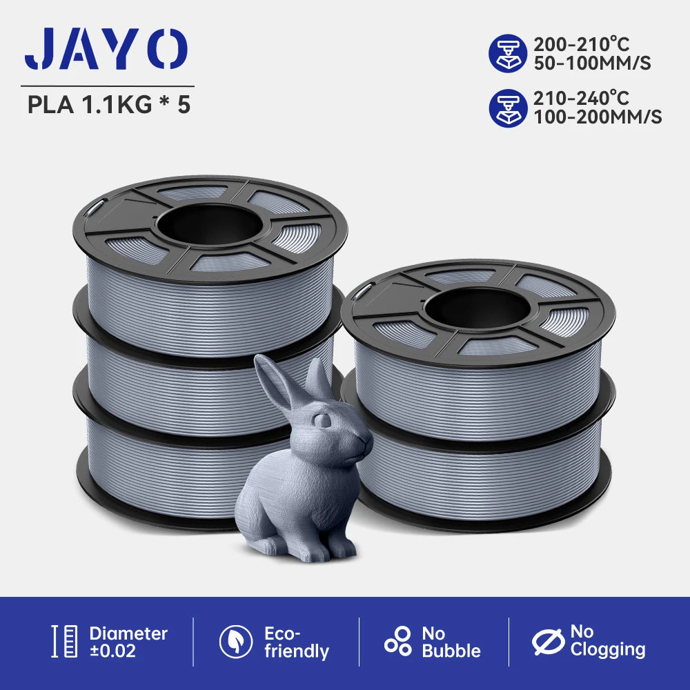 JAYO PLA/ABS/PETG/TPU/PLA PLUS/PLAMeta/ 3D Filament 1.75mm 5Rolls 2.5KG/5.5KG100% No Bubble FDM 3D Printer Materials DIY Gift