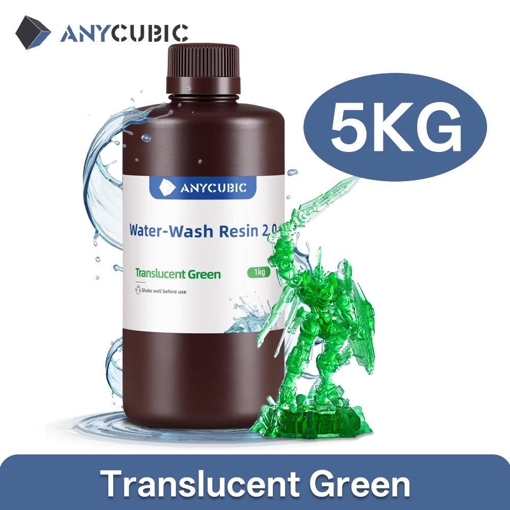 ANYCUBIC 5KG Water-Wash Resin For LCD 3D Printer High Precision Low Odor Low Viscosity 3D Printing Photopolyme