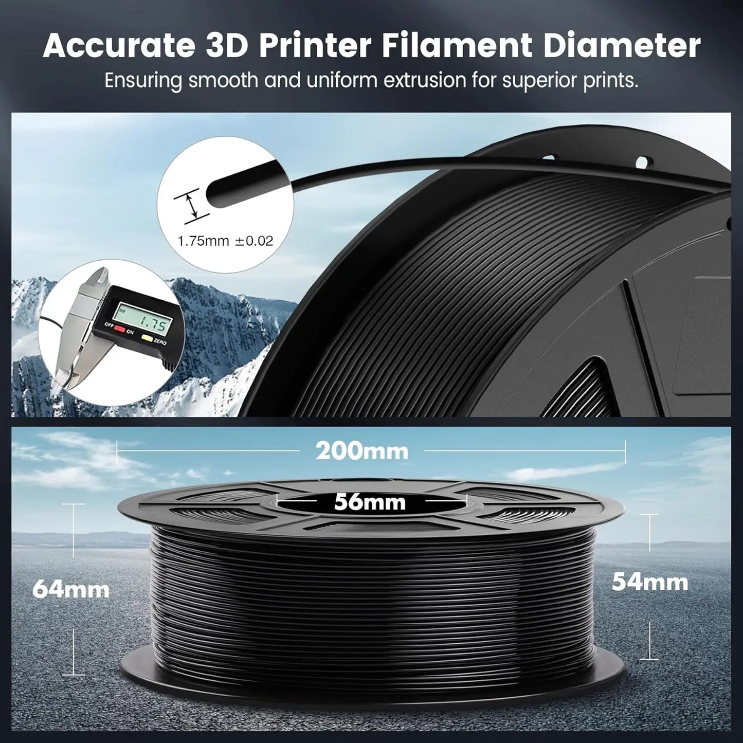 JAYO 3D PLA Filament 1.75mm +/-0.02mm PLA 3d Printer Filament  For Bambu FDM 3D Printer Neatly Wound 3D Printing Materials