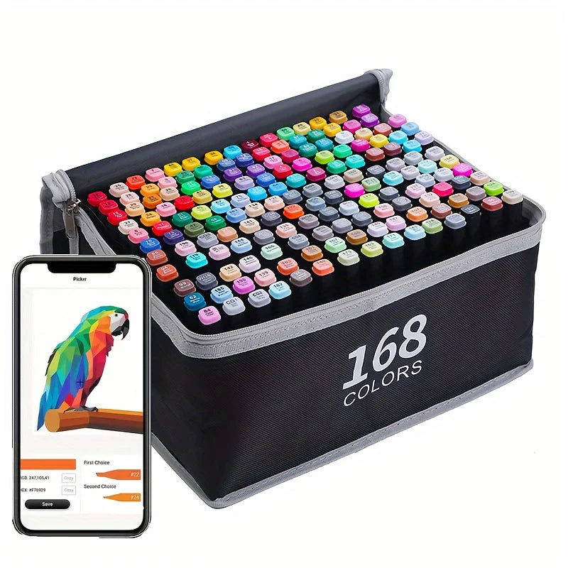 168-color alcohol marker set, used for drawing permanent sketch markers