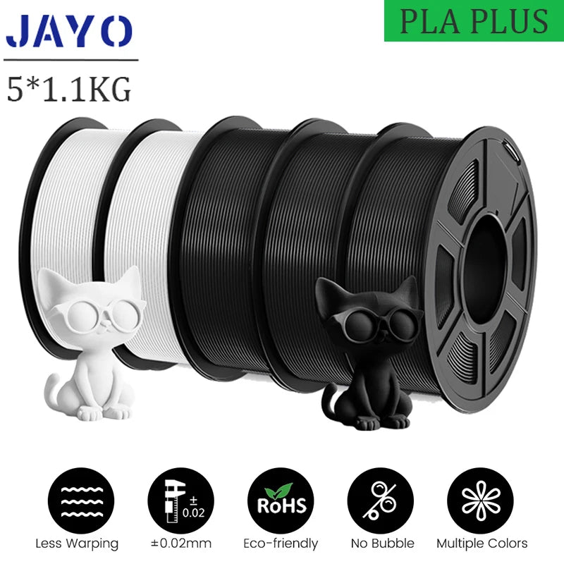 JAYO pla plus Filament 5KG 3D printer filament PLA+ 1.75MM 5Rolls multiple colors optional Neatly Wound for 3D Printer