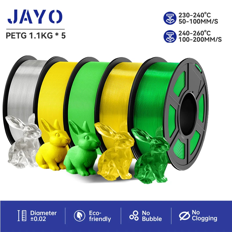 JAYO PETG 3D Printer Filament petg jayo filament  no bubbles no drawing smooth multiple colors 3d printer accessories 1.1kg/roll