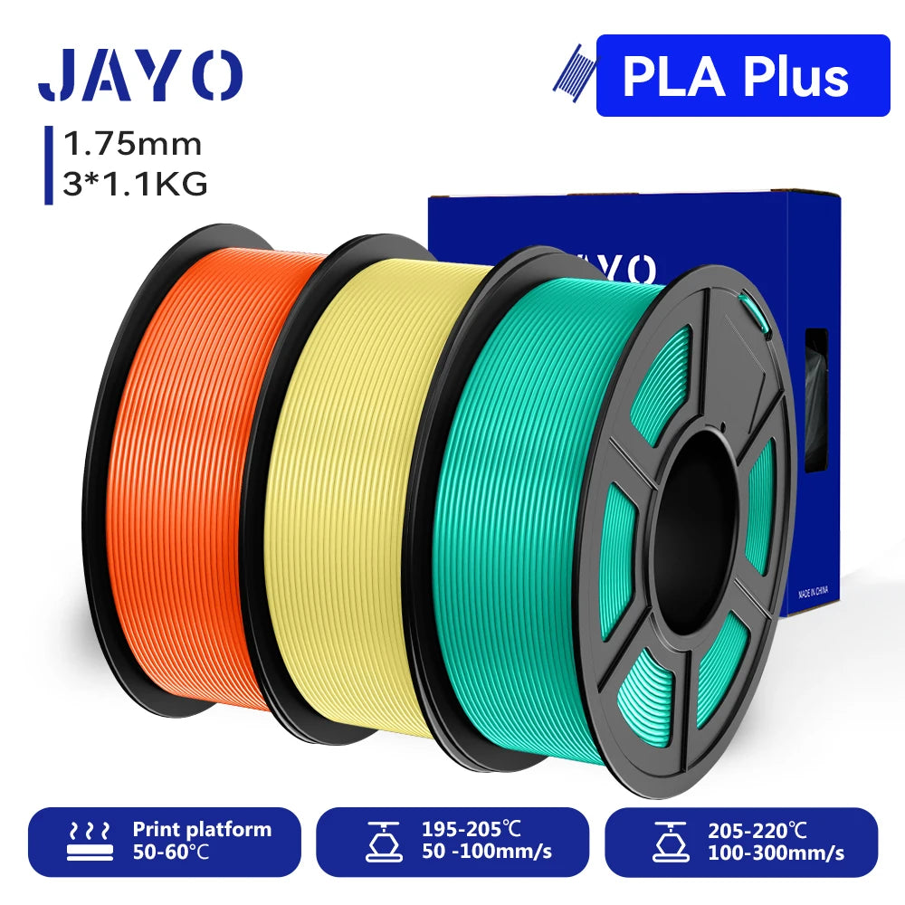 JAYO 3D PETG/PLA/PLA PLUS Printer Filament 1.75mm 3rolls 100% No Bubble non-toxic 3D Printing Materials for 3D Printer&3D Pen