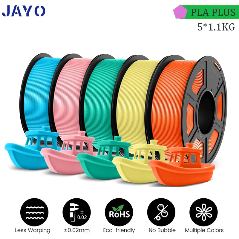 JAYO PLA PLUS 5Rolls 5.5KG 3D Filament 1.75mm  Colorful Printer Filaments For FDM 3D Printer Materials DIY Gift Good Toughness
