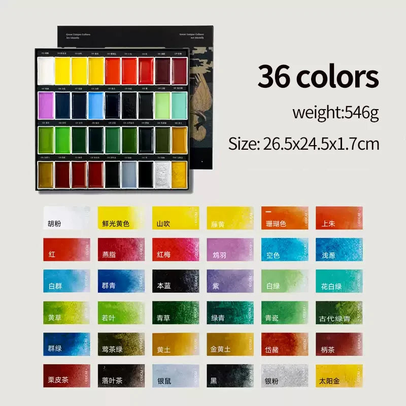 Paul Rubens 12/24/36/48/60 Colors Basic Color Painting Pigment Set Solid Watercolor Paint For Drawing Art Supplies