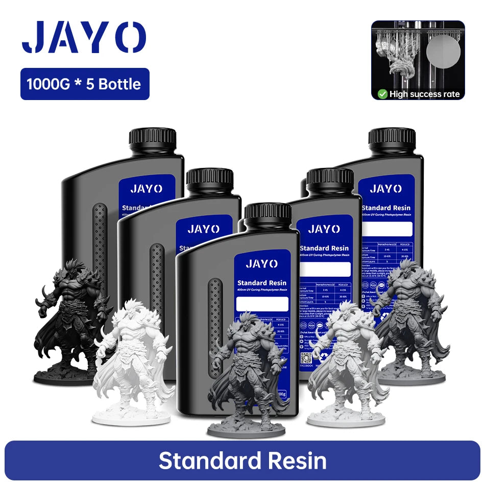 JAYO 3D Printer Resin Standard PLUS/14K Standard /Standard 395-405nm UV Curing Photopolymer Rapid Resin for LCD/DLP 3D Printer