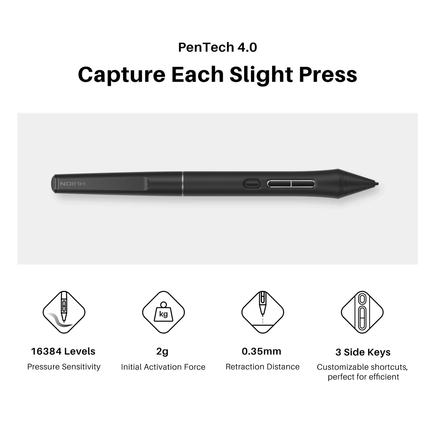 Huion Kamvas 13 Gen 3 Drawing Display 13.3" Art Tablet+Anti-sparkle Canvas Glass, 99% sRGB, PenTech 4.0 16384 Pen Pressure