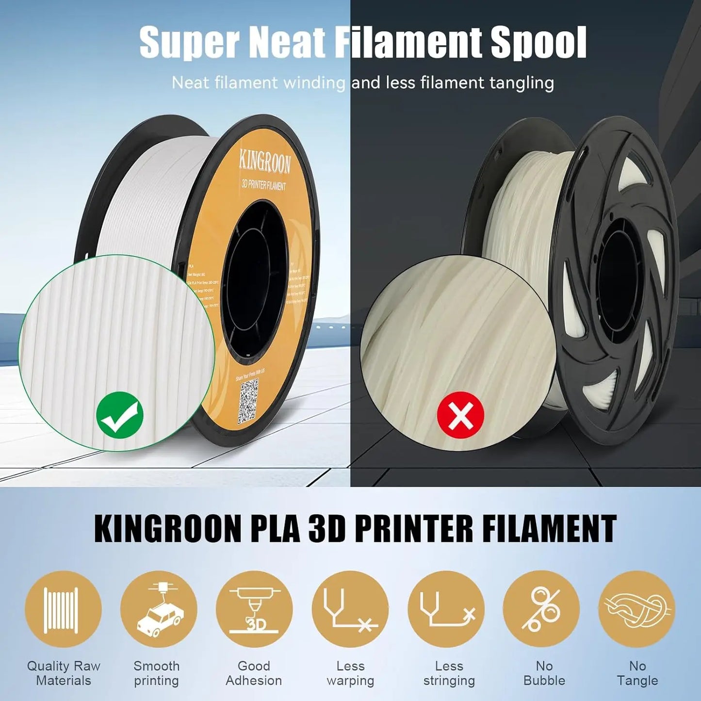Kingroon High Speed PLA Bundle 3D Printer Filament 1.75mm, 3D Printer Rapid Filament for 30-600mm/s Hyper Printing Filament