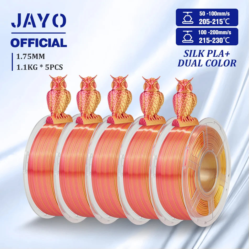 JAYO SILK PLA Filament 1.75mm Dual Colors 3D Printer Filament Coextrusion Silk Triple Color 3D Filament Shiny Multicolor Change