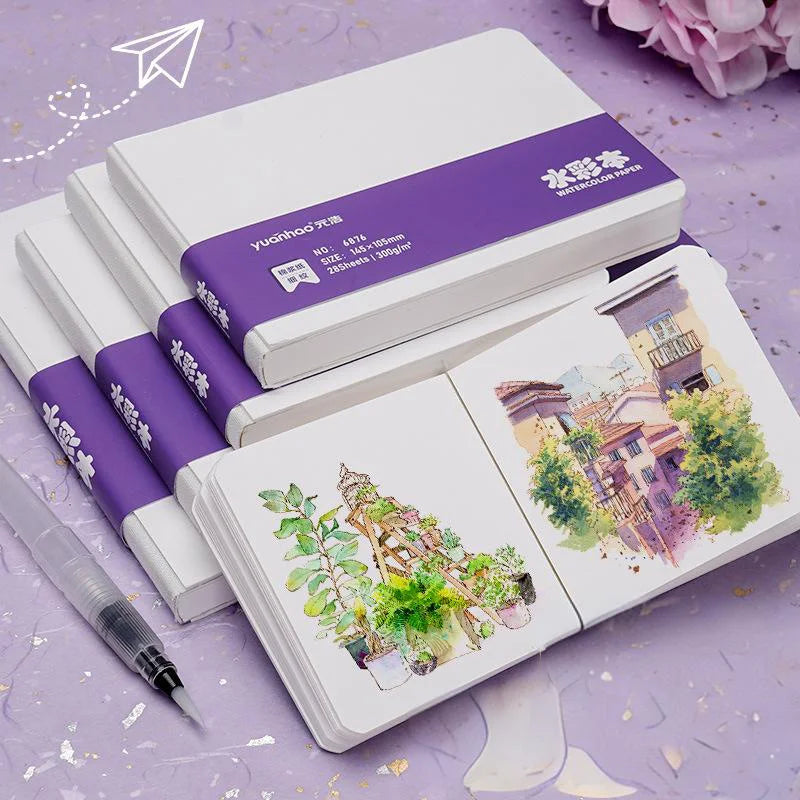 Watercolor paper drawing book thick paper GSM300g mini square portable pocket book sketch cotton pulp watercolor painting book