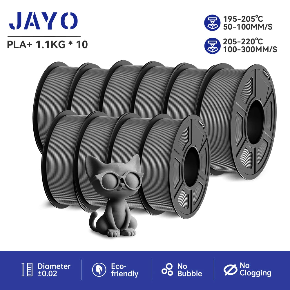 JAYO 3D Printer part PETG/PLA Meta/PLA/SILK/PLA PLUS/TPU Filament 1.75mm for 10Rolls FDM 100% No Bubbel craft part DIY Materials