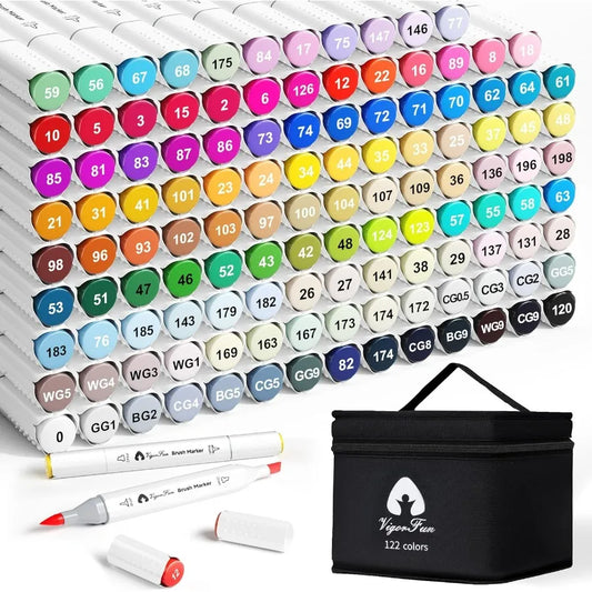 Alcohol Markers Brush Tip, 122 Colors Dual Tip Artist Brush & Chisel Tip Sketch Art Paint Marker Pens for Kids Adults