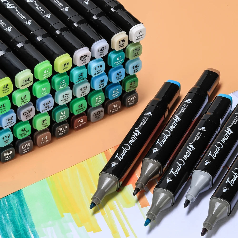 30/40/60/80 Colors Alcohol Felt Markers Pens Dual Tip Permanent Artist Art School Supplies Manga Sketching Markers