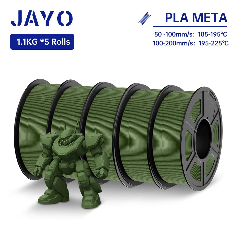 JAYO PLA Meta Filament 5 Rolls 1.75MM PLA 3D Printer Filament Neatly Wound Toughness 1.1KG 3D Printing Materials For FDM